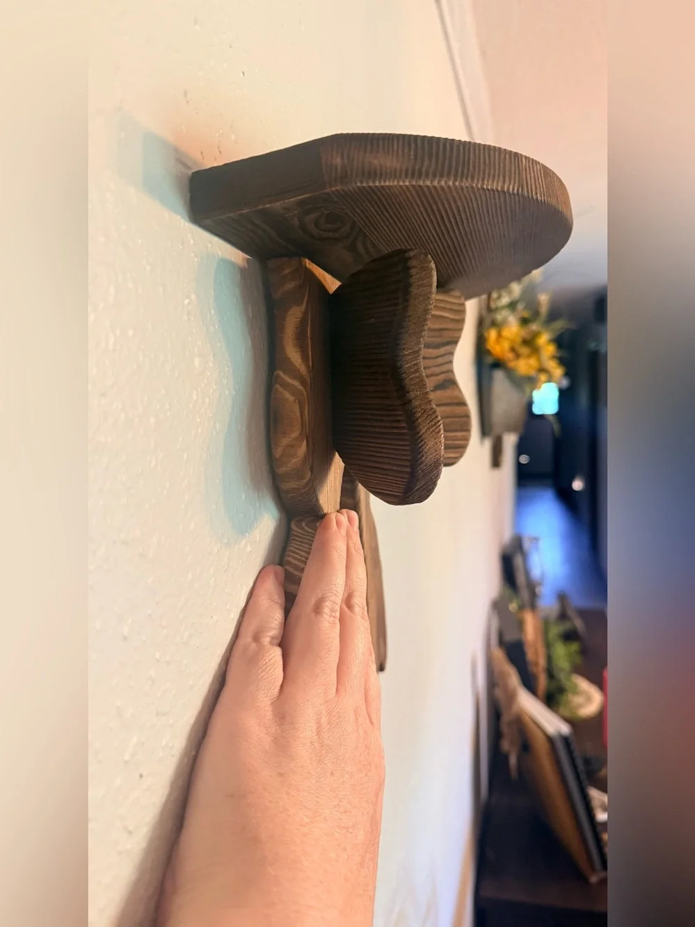 Handcrafted Wooden Bow Wall Shelf - Brown